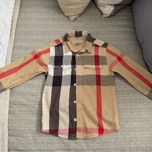 Burberry Tan and Red Checkered Shirt